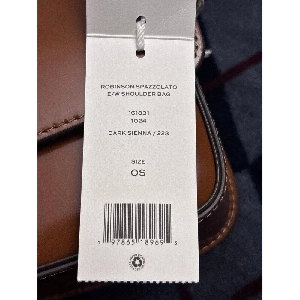 Tory Burch Robinson Spazzolato E/W Rectangular Shoulder Bag Dark Sienna New - Picture 7 of 7